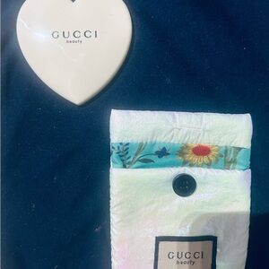 Gucci Beauty Ivory Heart Compact with Floral Pouch
